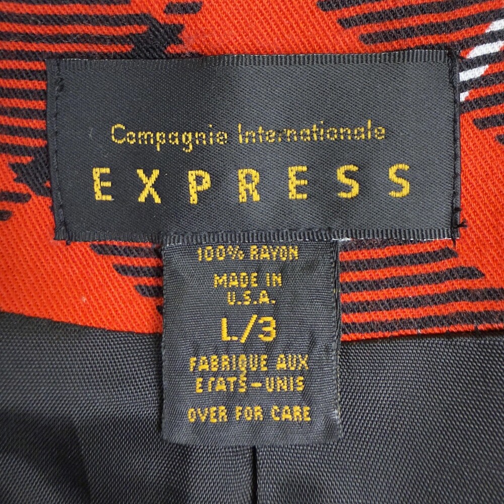 Vintage 80s EXPRESS Power Blazer Baroque Tartan Plaid Equestrian Made USA Size L - Picture 4 of 14
